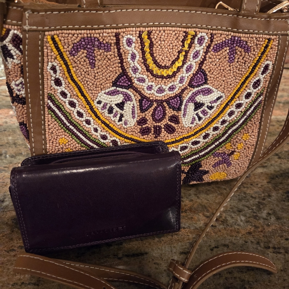 Beaded Bag With Wallet.